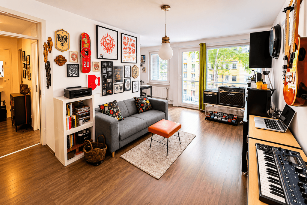 Wohnzimmer mit Balkon