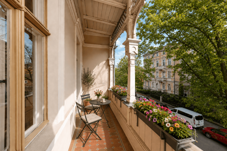 Loggia im Obergeschoss visualisiert
